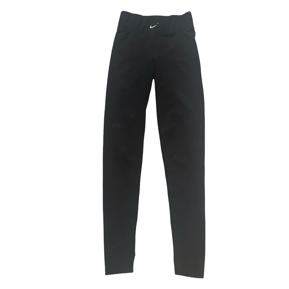 Nike Pro Women's Size XS Leggings Black Logo Spellout Allover Print Dri-Fit